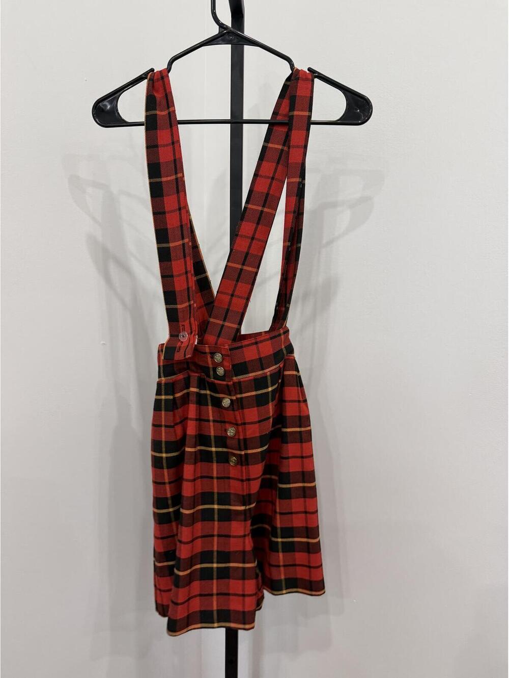 Bonjour Red and Black Plaid Suspender Short - Picture 5 of 12